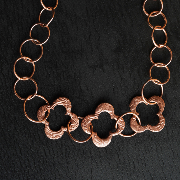 Hand forged Medievel Style Copper Clover Necklace