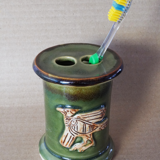 Moss Green Viking Bird Toothbrush holder