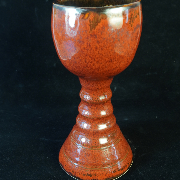 Rustic Manly Rust Red Viking Shield Pottery Goblet