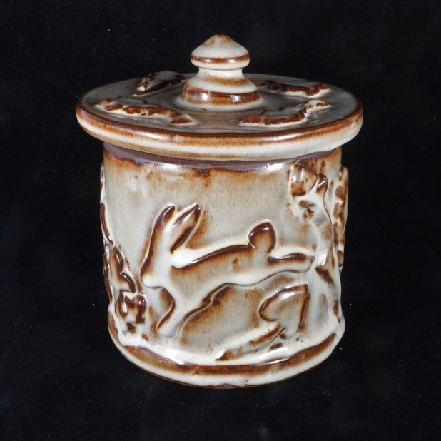 Rustic Rabbit Pottery Storage Jar in Mushroom/Rust