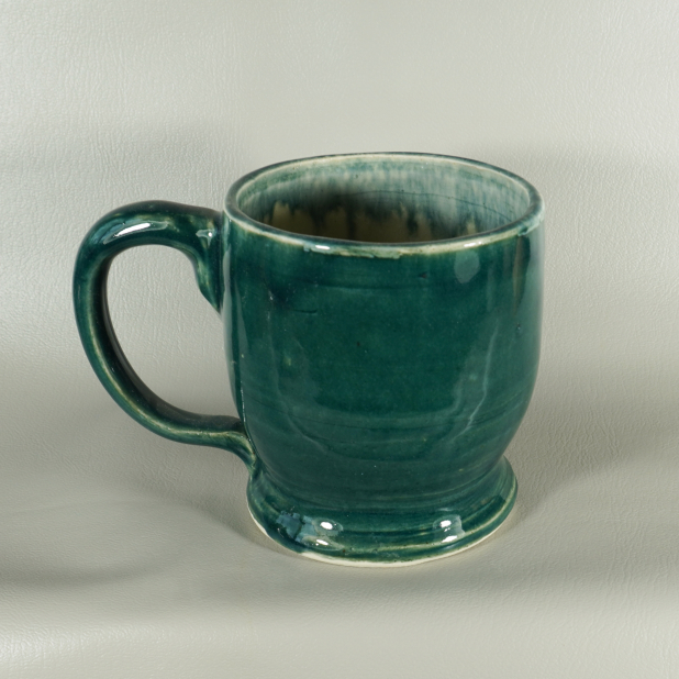 Handmade Emerald Green Celtic Heart Pottery Mug