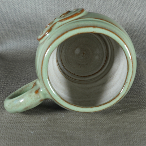 Handmade Emerald Green Celtic Heart Pottery Mug