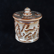 Rustic Rabbit Pottery Storage Jar in Mushroom/Rust