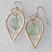 Bronze ad Fluorite Tear Shaped Earrings